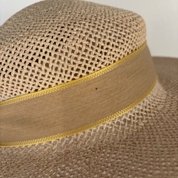VTG Cappelli Florida Woven Straw Sun Hat Floral Ribbon Classic Cottage - Picture 11 of 11